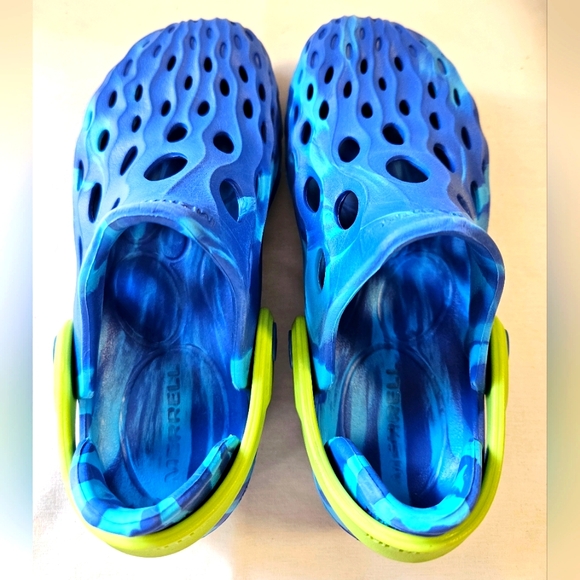 Merrell Other - Merrell Hydro Moc Sandals Kids Size 11 Blue Camo Water Shoes Slip On Unisex.